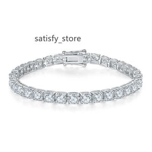 Women S925 سوار التنس الفضي الجنيه الاسترليني وقلادة 3 مم D VVS Moissanite سلسلة الهيب هوب الماس