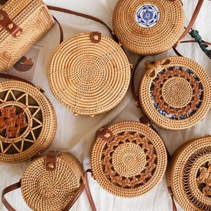 Square Round Mulit Style Straw Bag Handbags Women Summer Rattan Bag Handmade Woven Beach Circle Bohemia Handbag Fashion 240327