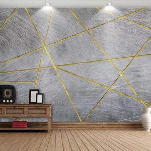 Sfondi personalizzati 3D PO Wallpaper Nordic Minimalista Retro Abstract Golden Golden Decorazione della parete murale murale