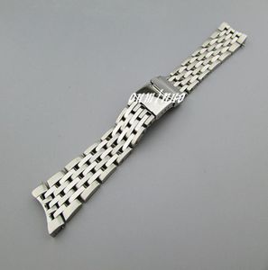 22mm ny högkvalitativ SS -polering + borstade böjda slutklockband armband för Watch7457271