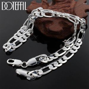 Chains 8mm Flat Geometry Men's Necklace 16-24 Inches Fashion Brand Silver Color Classic Jewelry Christmas Gifts