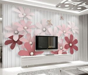 壁紙カスタム3D壁画の壁紙壁リビングルーム用のヨーロッパの宝石の花