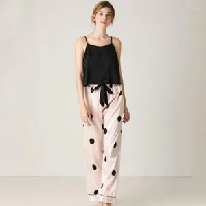 Abbigliamento da casa Lady Rayon Pajamas Abito da notte Abito da notte Polka Dot Sleep abbiglia