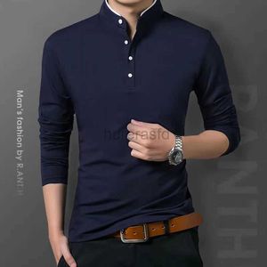 Men's T-Shirts Mens Business Casual Polo Long Sleeve T-shirt Summer Comfortable and Breathable Solid Cotton Top 2445