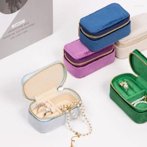 Gift Wrap Mini Velvet Ring Box Green Beige Blue Color Small Size Jewelry Organizer For Travel Necklace Bracelet Storage Packaging