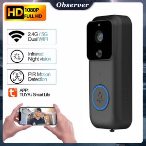 Campainha tuya wifi sem fio videoebell Outdoor 1080p HD Phone Door Bell Câmera de segurança Video intercom