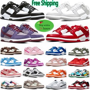 Gratis frakt Panda Designerskor Rinnande skor Låg lila hummer Mens Brown Active Fuchsia Medium Olive Grey Fog Unc Gai Triple Pink Women Sneakers Storlek 36-47