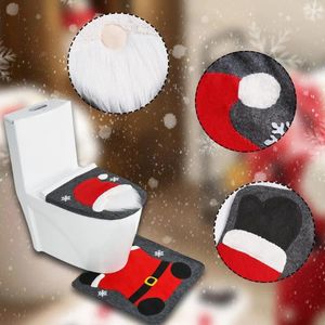 Toilet Seat Covers Christmas Cover Rug Set Festive Snowman Faceless Old Man Non-slip Mat Decoration For