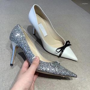 Scarpe eleganti primavera/estate punta in bocca poco profonda con sequenza di paillettes di sequestro sottile banchetto alto tacco alto di grandi dimensioni