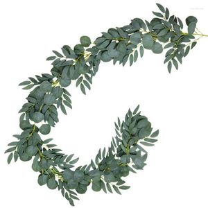 Decorative Flowers 1M/2M Eucalyptus Artificial Christmas Garland For Wedding Home Room Decoration Garden Arch DIY Fake Plant Lvy Vine