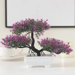 Flores decorativas Tenvity Bonsai Pequena árvore em vasos de plantas artificiais para festivais em casa Acessórios de decoração de casamento Fake Plant Fake Plant