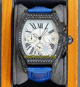 TWF Tortue XL 62019X6 Japão Miyota Quartz Cronógrafo Mens relógio PVD Diamantes de aço branco Roman Dial