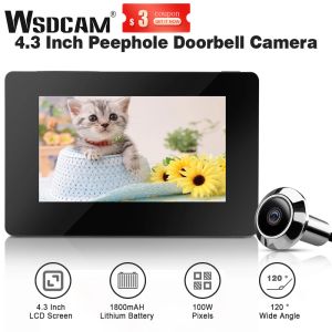 Doorbells WSDCAM 4.3 inch 720p Door Peephole Viewer 120° Wide Angle Doorbell Camera 100W Pixels Door Eye Home Security Camera Monitor