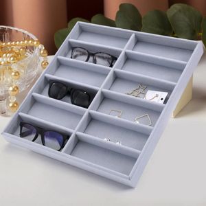 Solglasögon arrangör 12 Slot Decor Glasses Storage Box Display Case for Home Dresser Showcase Desktop Travel 240327