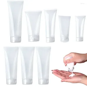 Storage Bottles 50Pcs Plastic Empty Cosmetic Soft Tubes W/ Flip Lid Refillable Sample Facial Cleanser Hand Cream Lotion Makeup Container