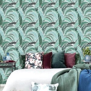 Wallpapers Green Leaf Wallpaper Leaves Peel And Stick Self-Adhesive Removable Contact Paper For Wall Covering Mural