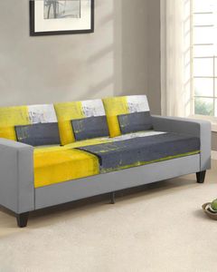 Stol täcker oljemålning stil abstrakt geometrisk gul säte kudde täcke soffa skydds stretch tvättbara avtagbara slipcovers