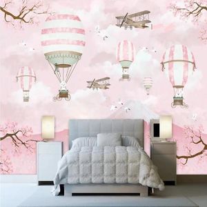 Bakgrundsbilder Milofi Anpassad 3D Nordic Cartoon Air Balloon Volcano Stor TV Bakgrund Bakgrund Mural