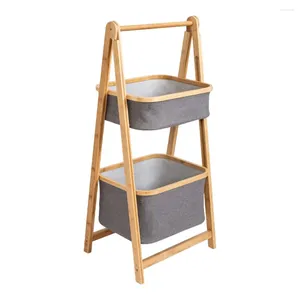 Laundry Bags Small Bamboo Canvas 2 Tier Collapsible A Frame Shelving Easy To Clean Sturdy Durable Install Suitable For Indoor