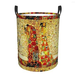 ランドリーバッグGustav Klimt Basket折りたたみ式の絵画アートアートの衣服の障害物のための障害物おもちゃのおもちゃ屋