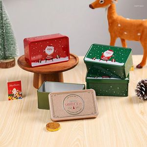 Present Wrap 1pc Christmas Square Tinplate Can Candy Box Storage Biscuit Metal Home Xmas Kids