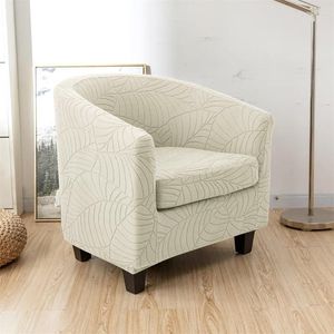 Stoltäcken lämnar Jacquard Tub Cover Single Seat Sofa Slipcover 1 Couch Washable Club fåtölj Solid färg