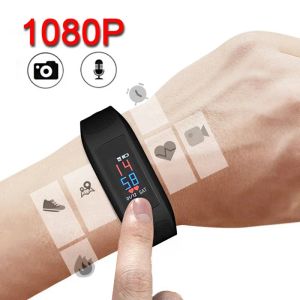 Armband HD 1080p Mini Inspelning Sportkamera DV Voice Video Recorder Adult Fitness Tracker Smart Watch Armband Band Heart Rate Monitor