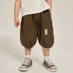 Hose Middle Hosen Kinderkleidung Kleidung Jungen Sommer Korean Spleißen lässig dünn 2024 Elastische Taille Lose Soild