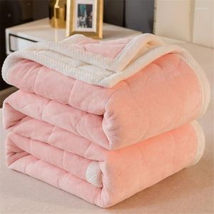 Blankets Three-Layer Blanket Duvet Thickened Winter Warm Double Coral Fleece Flannel Bed Sheet Sofa Nap