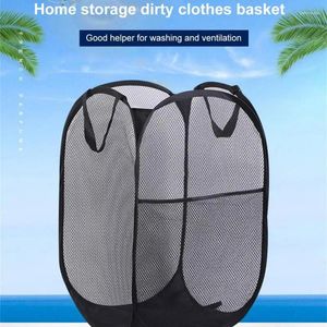 Tvättpåsar Portable Folding Basket Storage Bag Dirty Clothing Badrum Toy Mesh Artifact Sundries Organisation