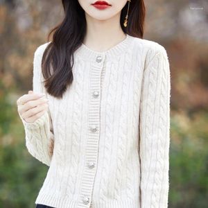 Magliette da donna Spring Women Short Cardigan Wool in stile coreano Magioni a maglia magneti a maglieria autunnale Lady Fashion Casual Shirt Solid Color Tops