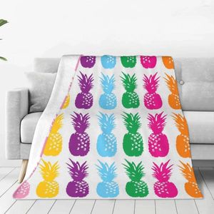 Blankets Colorful Pineapple Soft Fleece Throw Blanket Warm And Cozy For All Seasons Comfy Microfiber Couch Sofa Bed 40"x30"