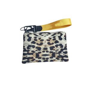 phone holder Quilted designer Purse coin wallets with keychain Zipper Pink leopard clutch pouch bags lulu women fashion luxury customized logo small wristlet purse