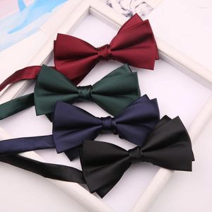 Bow Ties 6 12cm Tide Wine Dark Green Black Solid Polyester Bowtie For Man Wedding Casual Party Banquet Butterfly Gift