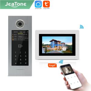 Intercom Jeatone Tuya Smart 7 -дюймовый IP -видео Intercom Monitor Door Door Door Door для больших зданий Home Security Cards; Пароль