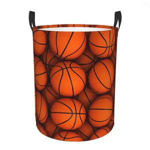 Laundry Bags Basketball Dots Round Basket Foldable Physical Culture Clothes Hamper For Baby Kids Toys Storage Bin
