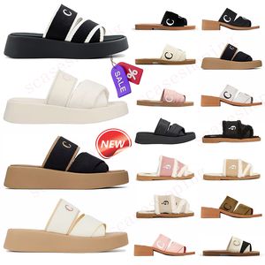 Designer Sandalen berühmte Slipper Sliders High Heels für Frauen Sommer Woody Flat Mules Slides Plattform Sliders Luxus Beach Cloud Weiche Leinwand flauschige Hausschuhe