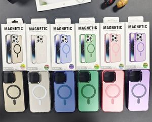Magnetische IMD -Telefonkoffer elektroplieren von Frosted Magsafe Mobile Rückseite für iPhone 15 15pro 15 Pro Max 14 13 12 11 kompatibel mit Magsafe Ladegerät Retail Box