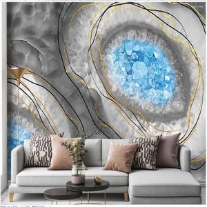 Bakgrundsbilder Anpassade 3D -väggmålningar Bakgrund för vardagsrummet Modern Ljus lyx marmor mönster TV bakgrund vägg
