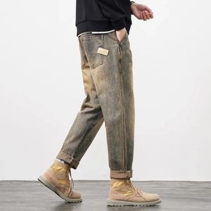 Męskie dżinsy workowate spodnie luźne harem dla mężczyzn odzieży streetwear mody Pockets Patchwork Duże spodnie duże 42 240323