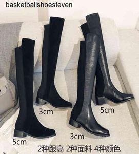 5050 Spring Winter New Leather Round Head Heel Middle Cyel Black Stitching Show Women Women039S Knee High Knight Boots4048136