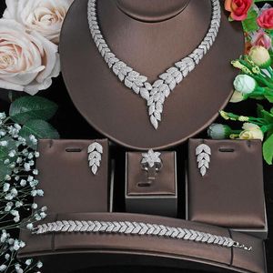 Brincos de colar Conjunto 2024 Jóias de casamento de moda Israel 4 peças conjuntos de noivas de luxo CZ para acessórios diários para mulheres