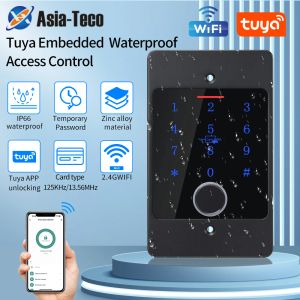 Клавиатуры Wi -Fi Tuya App Smart Door Lock Клавиатура RFID Контроллер доступа к водонепроницаемой металлической клавиатуре скрытая установка биометрического управления доступом