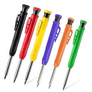 Pencils Solid Carpenter Mechanical Retractable Pencil Woodworking Tools Construction Carpenter Black Red Yellow Leads For Plumbers