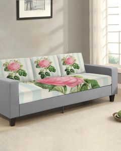 Pokrywa krzesełka Kwiat Rose w paski w tle sofa siedzisko poduszka poduszka ochraniacz rozciągania do mycia wymienne sprężyste okrywacze