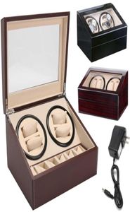 64 Automatisk Watch Winder Box Pu Leather Watch Winding Winder Storage Box Collection Display Double Head Silent Motor2929988