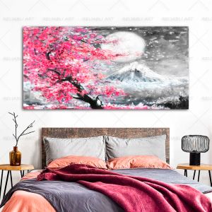 Fuji Mount Posters and Prints Cherry Blossom Japan Landscape Canvas Painting Wall Picture for Living Room Home Decoration Cuadro