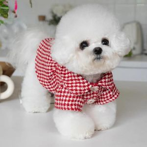 Dog Apparel Autumn/Winter Christmas Plaid Coat Red Dress Home Warm Year Pet Clothing Puppy Clothes