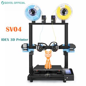 Yazıcı SV04 IDEX Otomatik Tesviye TMC2209 Sessiz Sürücü 3D Yazıcı Büyük Yapı Hacmi 300x300x400mm Bağımsız Çift Ekstrüder 3D Yazıcı