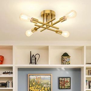 Deckenleuchten moderner Sputnik Kronleuchter Nordic Semi Flush Mount Lampe Vintage Home Decor Leuchte Plafonnier LED